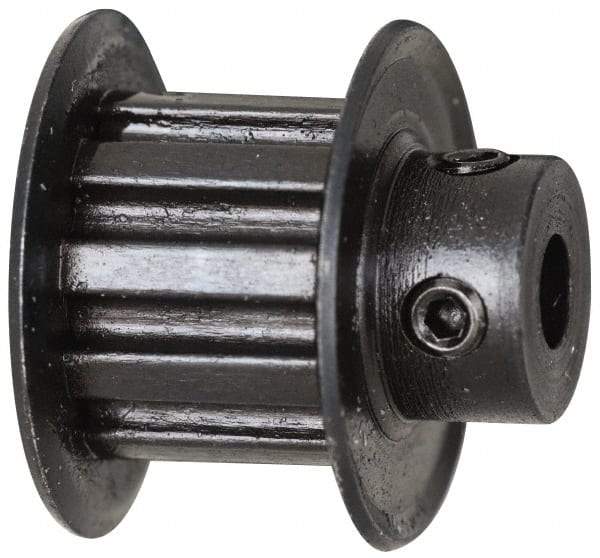 Power Drive - 10 Tooth, 3/16" Inside x 0.617" Outside Diam, Timing Belt Pulley - 1/4, 3/8" Belt Width, 0.637" Pitch Diam, Steel & Cast Iron - Apex Tool & Supply