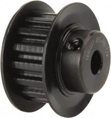 Power Drive - 16 Tooth, 1/4" Inside x 1" Outside Diam, Timing Belt Pulley - 1/4, 3/8" Belt Width, 1.019" Pitch Diam, Steel & Cast Iron - Apex Tool & Supply