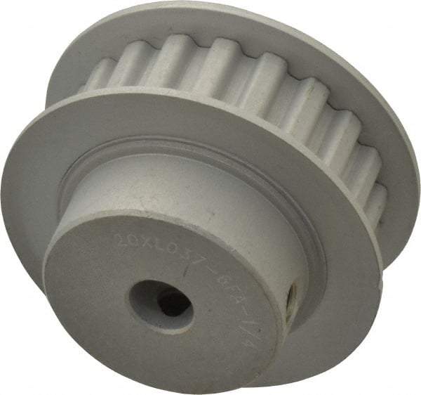 Power Drive - 20 Tooth, 1/4" Inside x 1.253" Outside Diam, Timing Belt Pulley - 1/4, 3/8" Belt Width, 1.273" Pitch Diam, Steel & Cast Iron - Apex Tool & Supply