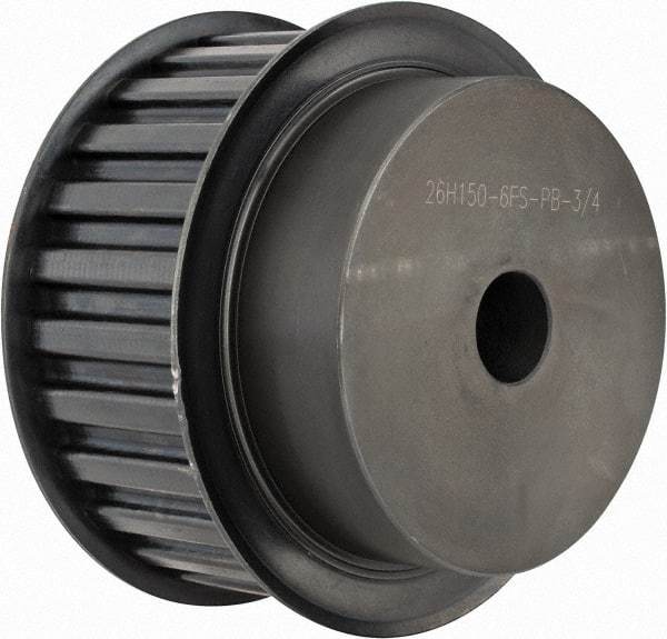 Power Drive - 26 Tooth, 3/4" Inside x 4.084" Outside Diam, Timing Belt Pulley - 1-1/2" Belt Width, 4.138" Pitch Diam, Steel & Cast Iron - Apex Tool & Supply