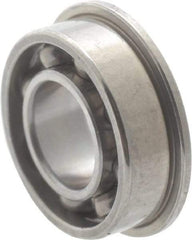 Value Collection - 5/64" Bore Diam, 1/4" OD, Open Miniature Radial Ball Bearing - 3/32" Wide, With Flange, 1 Row, Round Bore, 23 Lb Static Capacity, 70 Lb Dynamic Capacity - Apex Tool & Supply