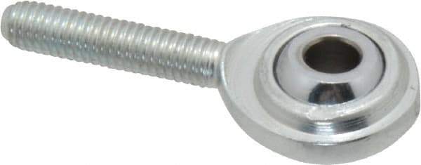 Made in USA - 3/16" ID, 5/8" Max OD, 1,210 Lb Max Static Cap, Plain Male Spherical Rod End - 10-32 RH, Steel with Steel Raceway - Apex Tool & Supply