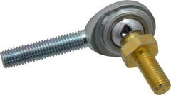 Made in USA - 1/4" ID, 3/4" Max OD, 2,225 Lb Max Static Cap, Male Spherical Rod End with Stud - 1/4-28 RH, Steel with Steel Raceway - Apex Tool & Supply