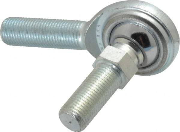 Made in USA - 1/2" ID, 1-5/16" Max OD, 8,386 Lb Max Static Cap, Male Spherical Rod End with Stud - 1/2-20 RH, Steel with Steel Raceway - Apex Tool & Supply