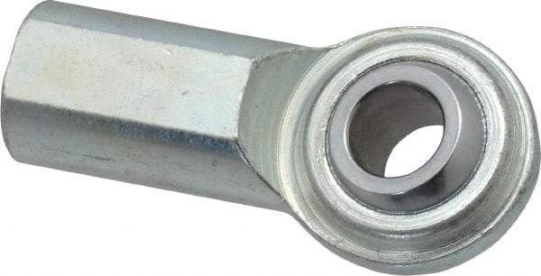 Made in USA - 1/2" ID, 1-5/16" Max OD, 8,386 Lb Max Static Cap, Plain Female Spherical Rod End - 1/2-20 RH, Steel with Steel Raceway - Apex Tool & Supply