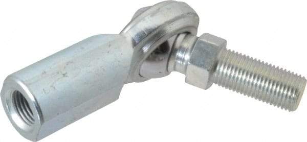 Made in USA - 1/2" ID, 1-5/16" Max OD, 8,386 Lb Max Static Cap, Female Spherical Rod End with Stud - 1/2-20 RH, Steel with Steel Raceway - Apex Tool & Supply