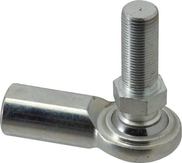 Made in USA - 3/4" ID, 1-3/4" Max OD, 14,290 Lb Max Static Cap, Female Spherical Rod End with Stud - 3/4-16 RH, Steel with Steel Raceway - Apex Tool & Supply