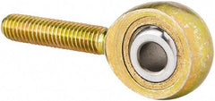 Made in USA - 7/16" ID, 1-1/8" Max OD, 4,244 Lb Max Static Cap, Male Spherical Rod End with Stud - 7/16-20 RH, Steel with Bronze Raceway - Apex Tool & Supply