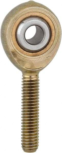 Made in USA - 3/16" ID, 5/8" Max OD, 1,174 Lb Max Static Cap, Plain Male Spherical Rod End - 10-32 RH, Steel with Bronze Raceway - Apex Tool & Supply