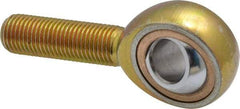 Made in USA - 7/16" ID, 1-1/8" Max OD, 4,244 Lb Max Static Cap, Plain Male Spherical Rod End - 7/16-20 RH, Steel with Bronze Raceway - Apex Tool & Supply