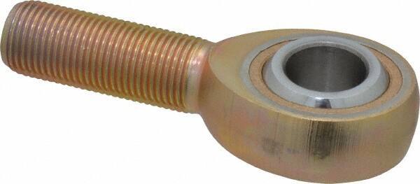 Made in USA - 5/8" ID, 1-1/2" Max OD, 7,400 Lb Max Static Cap, Plain Male Spherical Rod End - 5/8-18 RH, Steel with Bronze Raceway - Apex Tool & Supply