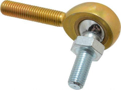 Made in USA - 1/4" ID, 3/4" Max OD, 2,168 Lb Max Static Cap, Male Spherical Rod End with Stud - 1/4-28 RH, Steel with Bronze Raceway - Apex Tool & Supply
