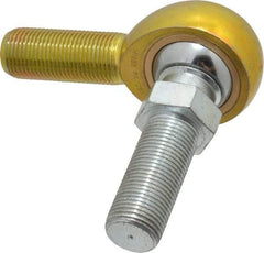 Made in USA - 3/4" ID, 1-3/4" Max OD, 11,550 Lb Max Static Cap, Male Spherical Rod End with Stud - 3/4-16 RH, Steel with Bronze Raceway - Apex Tool & Supply