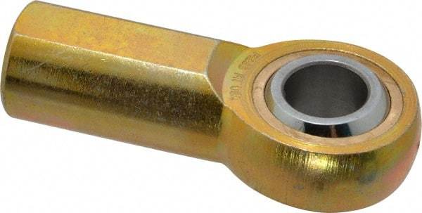 Made in USA - 3/4" ID, 1-3/4" Max OD, 11,550 Lb Max Static Cap, Plain Female Spherical Rod End - 3/4-16 RH, Steel with Bronze Raceway - Apex Tool & Supply