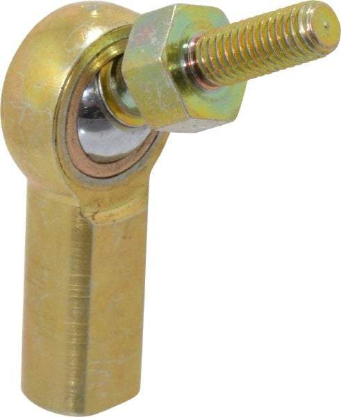 Made in USA - 3/16" ID, 5/8" Max OD, 1,624 Lb Max Static Cap, Female Spherical Rod End with Stud - 10-32 RH, Steel with Bronze Raceway - Apex Tool & Supply