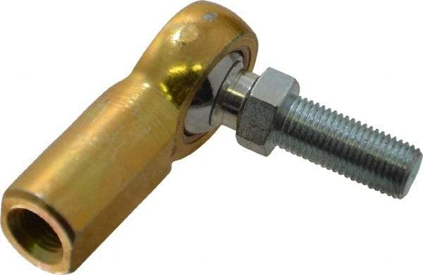Made in USA - 3/8" ID, 1" Max OD, 3,950 Lb Max Static Cap, Female Spherical Rod End with Stud - 3/8-24 RH, Steel with Bronze Raceway - Apex Tool & Supply