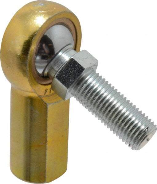 Made in USA - 7/16" ID, 1-1/8" Max OD, 4,300 Lb Max Static Cap, Female Spherical Rod End with Stud - 7/16-20 RH, Steel with Bronze Raceway - Apex Tool & Supply