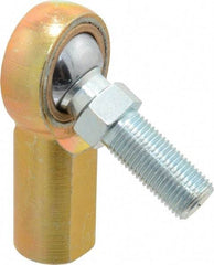 Made in USA - 1/2" ID, 1-5/16" Max OD, 6,700 Lb Max Static Cap, Female Spherical Rod End with Stud - 1/2-20 RH, Steel with Bronze Raceway - Apex Tool & Supply