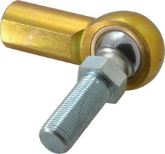 Made in USA - 3/4" ID, 1-3/4" Max OD, 11,550 Lb Max Static Cap, Female Spherical Rod End with Stud - 3/4-16 RH, Steel with Bronze Raceway - Apex Tool & Supply