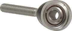 Made in USA - 3/16" ID, 5/8" Max OD, 912 Lb Max Static Cap, Plain Male Spherical Rod End - 10-32 RH, Stainless Steel with Stainless Steel Raceway - Apex Tool & Supply