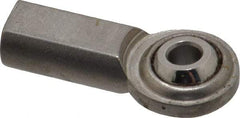 Made in USA - 3/16" ID, 5/8" Max OD, 930 Lb Max Static Cap, Plain Female Spherical Rod End - 10-32 RH, Stainless Steel with Stainless Steel Raceway - Apex Tool & Supply