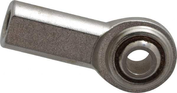 Made in USA - 1/4" ID, 3/4" Max OD, 1,380 Lb Max Static Cap, Plain Female Spherical Rod End - 1/4-28 RH, Stainless Steel with Stainless Steel Raceway - Apex Tool & Supply