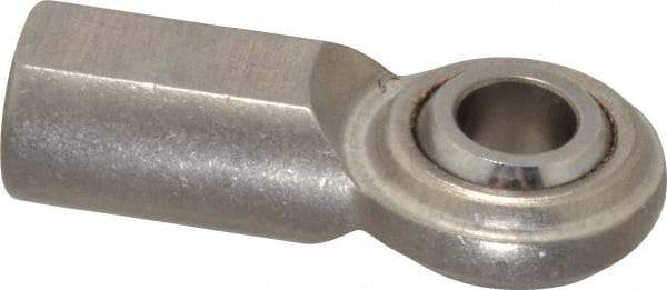 Made in USA - 1/2" ID, 1-5/16" Max OD, 4,720 Lb Max Static Cap, Plain Female Spherical Rod End - 1/2-20 RH, Stainless Steel with Stainless Steel Raceway - Apex Tool & Supply