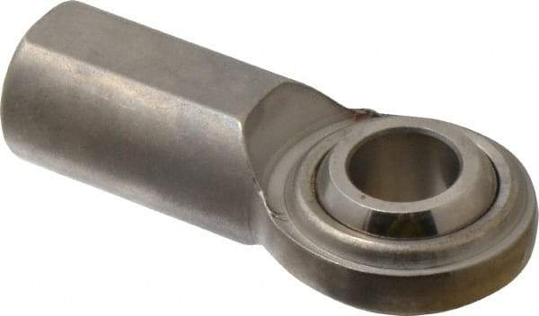 Made in USA - 5/8" ID, 1-1/2" Max OD, 5,870 Lb Max Static Cap, Plain Female Spherical Rod End - 5/8-18 RH, Stainless Steel with Stainless Steel Raceway - Apex Tool & Supply