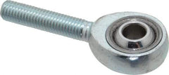 Made in USA - 1/4" ID, 3/4" Max OD, 5,262 Lb Max Static Cap, Plain Male Spherical Rod End - 1/4-28 RH, Alloy Steel with Steel Raceway - Apex Tool & Supply