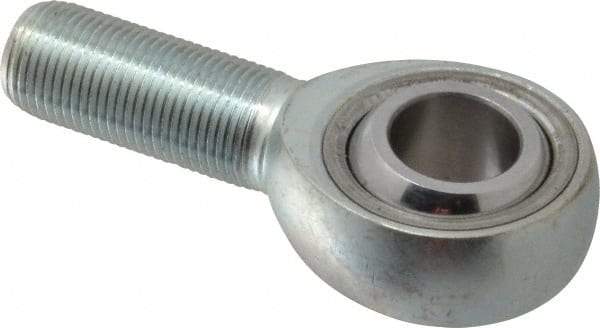 Made in USA - 3/4" ID, 1-3/4" Max OD, 28,090 Lb Max Static Cap, Plain Male Spherical Rod End - 3/4-16 RH, Alloy Steel with Steel Raceway - Apex Tool & Supply