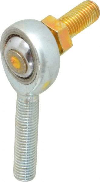 Made in USA - 5/16" ID, 7/8" Max OD, 7,639 Lb Max Static Cap, Male Spherical Rod End with Stud - 5/16-24 RH, Alloy Steel with Steel Raceway - Apex Tool & Supply