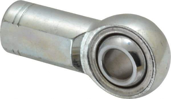 Made in USA - 7/16" ID, 1-1/8" Max OD, 10,290 Lb Max Static Cap, Plain Female Spherical Rod End - 7/16-20 RH, Alloy Steel with Steel Raceway - Apex Tool & Supply