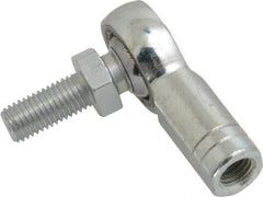 Made in USA - 5/16" ID, 7/8" Max OD, 7,640 Lb Max Static Cap, Female Spherical Rod End with Stud - 5/16-24 RH, Alloy Steel with Steel Raceway - Apex Tool & Supply