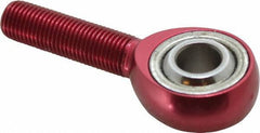 Made in USA - 3/8" ID, 1" Max OD, 4,208 Lb Max Static Cap, Plain Male Spherical Rod End - 3/8-24 RH, Alloy Steel with Steel Raceway - Apex Tool & Supply