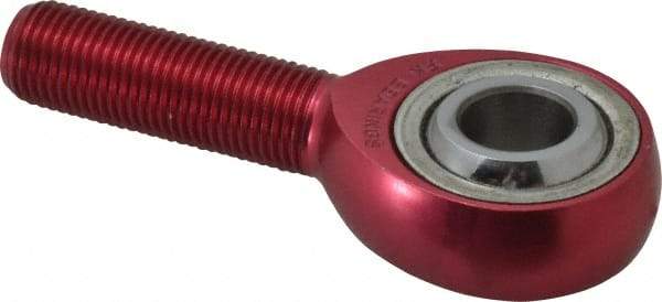 Made in USA - 1/2" ID, 1-5/16" Max OD, 7,698 Lb Max Static Cap, Plain Male Spherical Rod End - 1/2-20 RH, Aluminum Housing with Steel Raceway - Apex Tool & Supply