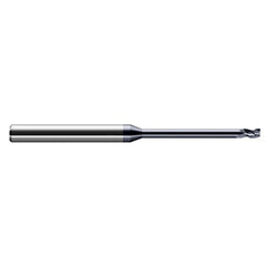 Miniature End Mills - Long Reach, Stub Flute - 0.0350″ Cutter Diameter × 0.0530″ Length of Cut × 0.2810″ (9/32″) Reach Carbide Square End Mill, 3 Flutes, AlTiN Coated - Exact Industrial Supply