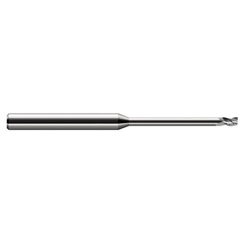 Miniature End Mills - Long Reach, Stub Flute - 0.1406″ (9/64″) Cutter Diameter × 0.2200″ Length of Cut × 0.7500″ (3/4″) Reach Carbide Square End Mill, 3 Flutes - Exact Industrial Supply