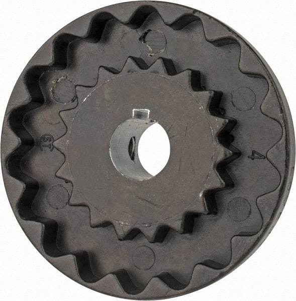 Lovejoy - 1/2" Max Bore Diam, 1/8" x 1/16" Keyway Width x Depth, Flexible Coupling Hub - 2.046" OD, 2.38" OAL, Cast Iron - Apex Tool & Supply