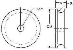 Poly Hi Solidur - 1/2" Bore, 6-1/2" Outside Diam, Finished Bore Round Belt Pulley - 3/4" Wide - Apex Tool & Supply