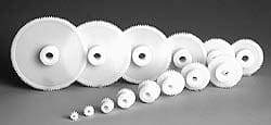 Poly Hi Solidur - 8 Pitch, 2-1/2" Pitch Diam, 20 Tooth Spur Gear - 1-1/4" Face Width, 3/4" Bore Diam, 2-1/8" Hub Diam, Nylon - Apex Tool & Supply