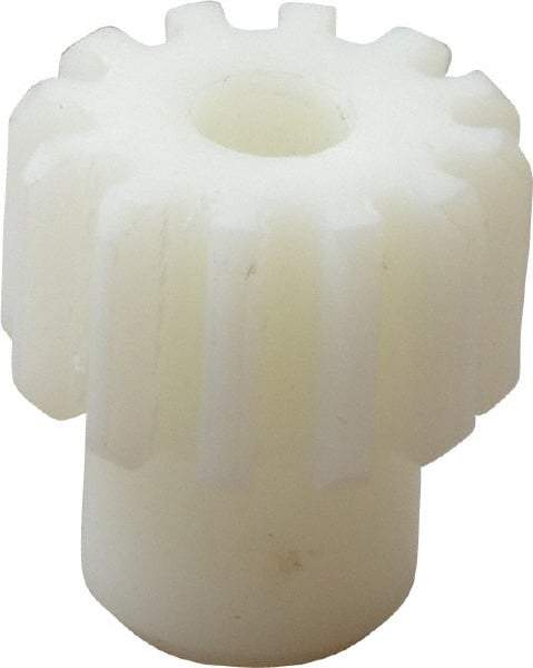 Poly Hi Solidur - 16 Pitch, 3/4" Pitch Diam, 12 Tooth Spur Gear - 1/2" Face Width, 1/4" Bore Diam, 9/16" Hub Diam, Nylon - Apex Tool & Supply