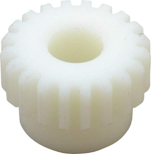 Poly Hi Solidur - 16 Pitch, 1-1/4" Pitch Diam, 20 Tooth Spur Gear - 1/2" Face Width, 1/2" Bore Diam, 1-1/16" Hub Diam, Nylon - Apex Tool & Supply