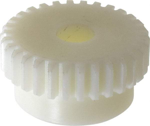 Poly Hi Solidur - 16 Pitch, 1-7/8" Pitch Diam, 30 Tooth Spur Gear - 1/2" Face Width, 1/2" Bore Diam, 1-5/8" Hub Diam, Nylon - Apex Tool & Supply