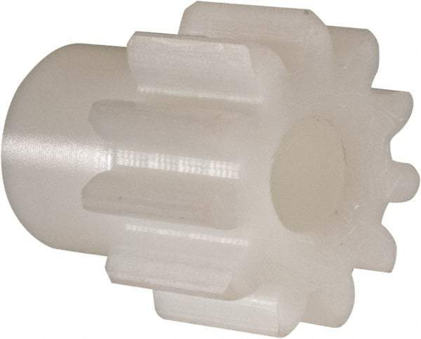 Poly Hi Solidur - 20 Pitch, 0.6" Pitch Diam, 11 Tooth Spur Gear - 3/8" Face Width, 1/4" Bore Diam, 15/32" Hub Diam, Nylon - Apex Tool & Supply