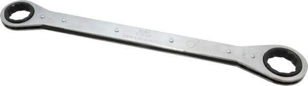 Lang - 1-1/16" x 1-1/4" 12 Point Ratcheting Box Wrench - Double End, 15" OAL, Steel, Nickel Chrome Finish - Apex Tool & Supply