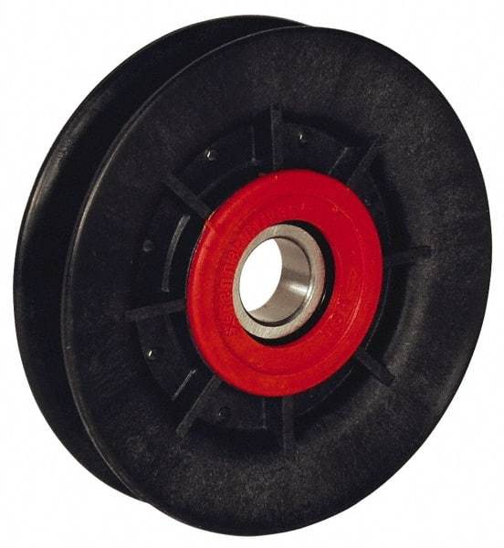 Fenner Drives - 17 Inside x 6.03" Outside Diam, 1/2" Wide Pulley Slot, Glass Reinforced Nylon Idler Pulley - 4L/A Belt Section, For Use with V-Belts - Apex Tool & Supply