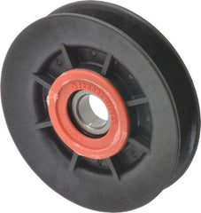 Fenner Drives - 17 Inside x 4" Outside Diam, 0.64" Wide Pulley Slot, Glass Reinforced Nylon Idler Pulley - 5L/B Belt Section, For Use with V-Belts - Apex Tool & Supply