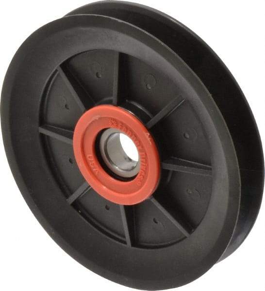 Fenner Drives - 17 Inside x 5.04" Outside Diam, 0.65" Wide Pulley Slot, Glass Reinforced Nylon Idler Pulley - 5L/B Belt Section, For Use with V-Belts - Apex Tool & Supply