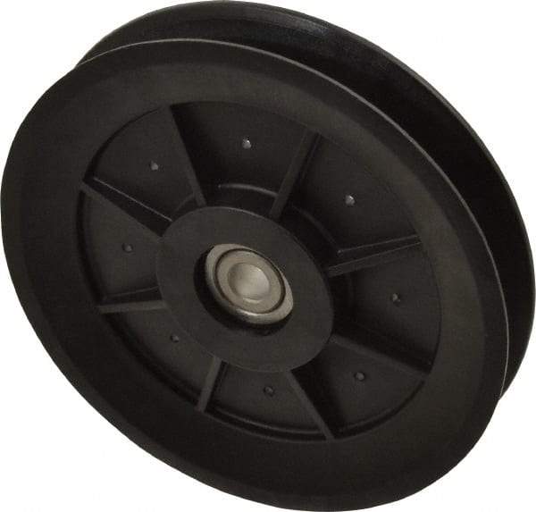 Fenner Drives - 3/8 Inside x 5.04" Outside Diam, 0.65" Wide Pulley Slot, Glass Reinforced Nylon Idler Pulley - 5L/B Belt Section, For Use with V-Belts - Apex Tool & Supply