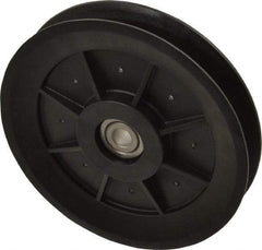 Fenner Drives - 3/8 Inside x 5.04" Outside Diam, 0.65" Wide Pulley Slot, Glass Reinforced Nylon Idler Pulley - 5L/B Belt Section, For Use with V-Belts - Apex Tool & Supply